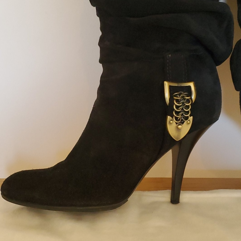 Dior Black Suede Boots Knee High 4in Stilletto 39 - Picture 2 of 16
